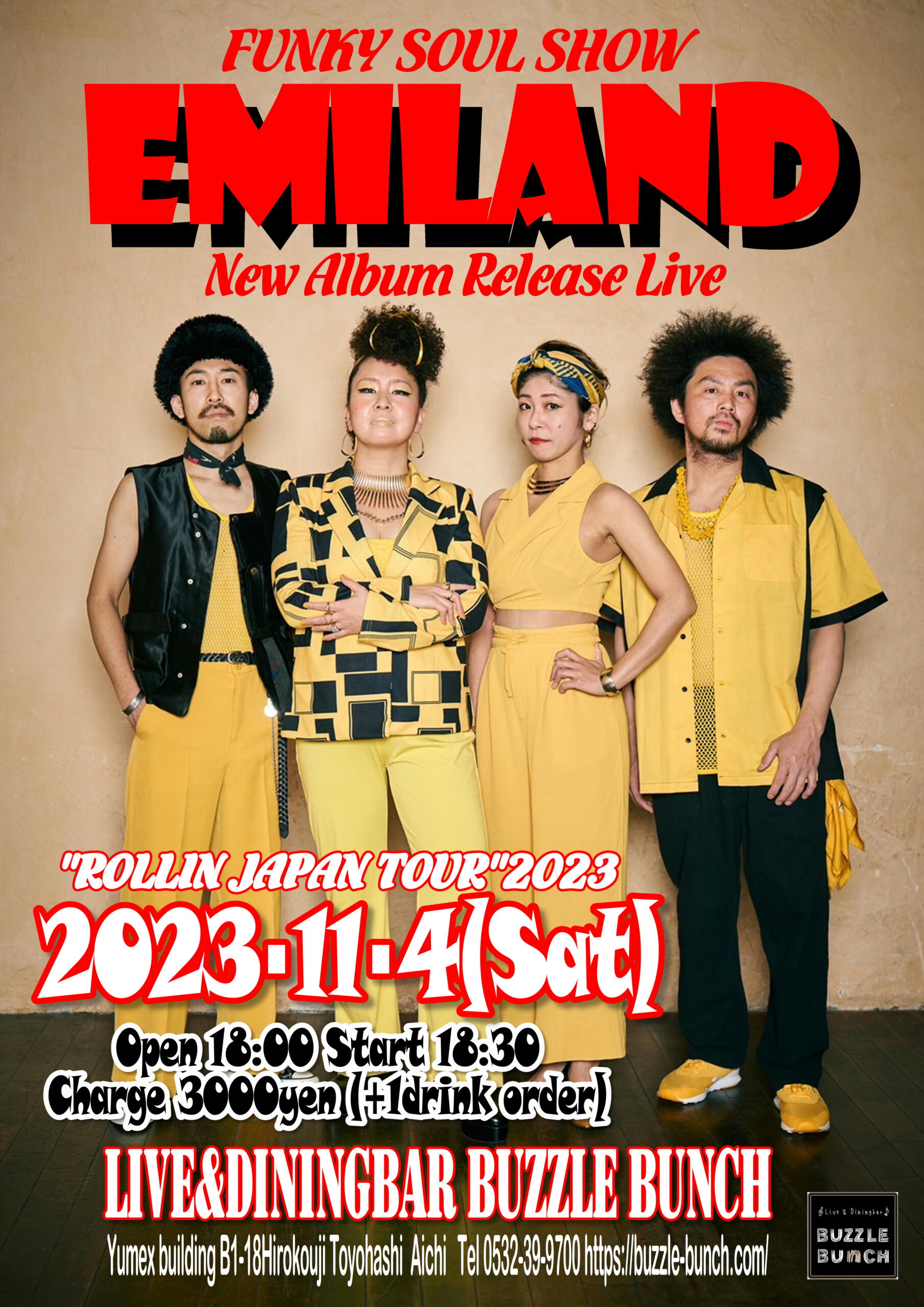 2023年11月4日(Sat) EMILAND New Album Release Live 【ROLLIN JAPAN TOUR 2023】 at BUZZLE BUNCH